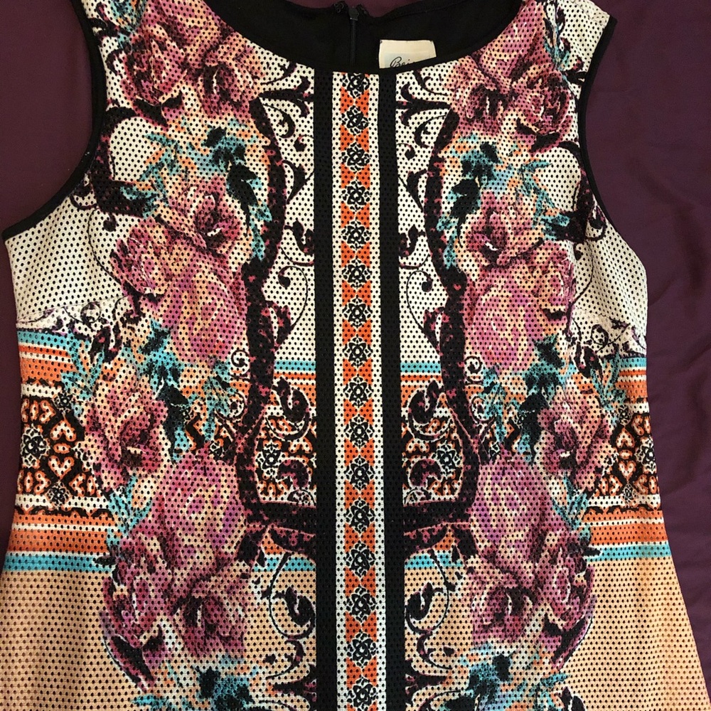 GUC Beige by ECI Floral Pattern Mini Dress size 12 - Picture 2 of 6